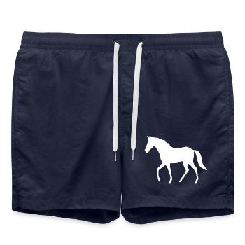 Silhouettes de chevaux Cavalier cadeau blanc - Short de bain - bleu marine - Devant - AI Model Male 185 light (185cm)