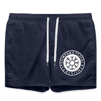 Vegvisir Nordic – Weißes Schutzsymbol - Badeshorts - French Navy - Vorne - AI Model Male 185 light (185cm)