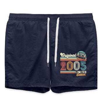 2005 Original Vintage Anniversaire Cadeau Rétro - Short de bain - bleu marine - Devant - AI Model Male 185 light (185cm)