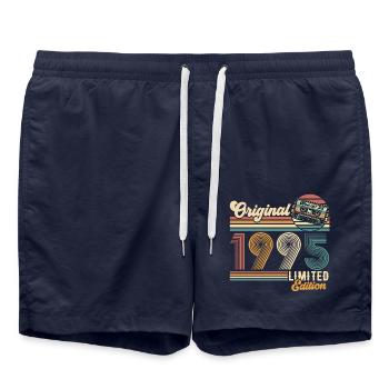 Original 1995 Jahrgang Vintage Retro Geburtstag - Badeshorts - French Navy - Vorne - AI Model Male 185 light (185cm)