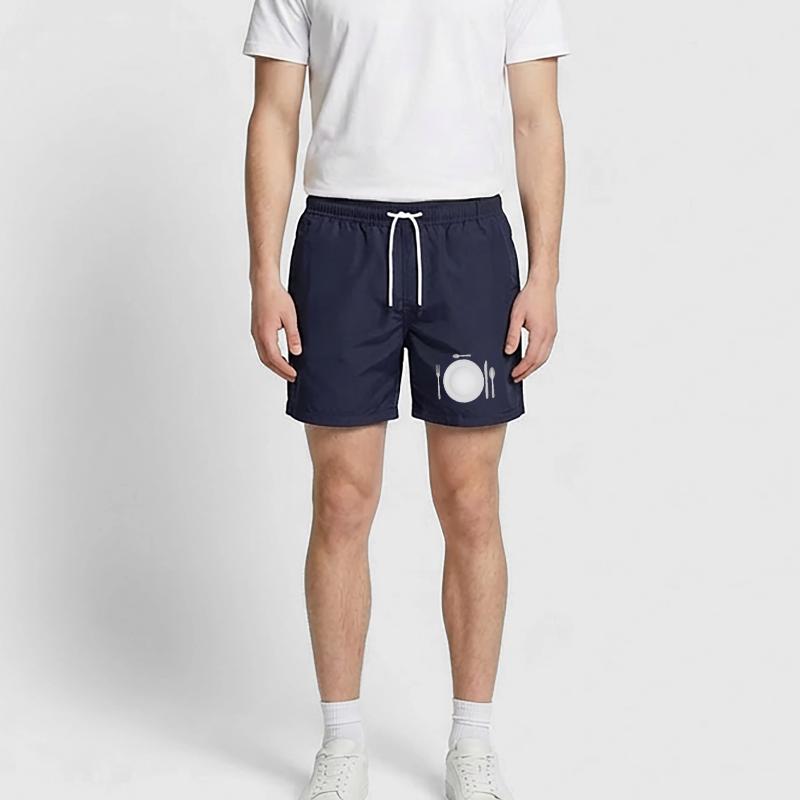 Table setting with empty plate & cutlery Swim Trunks