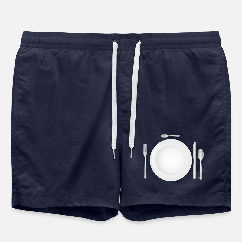 Tischgedeck mit leerem Teller & Besteck - Badeshorts - French Navy