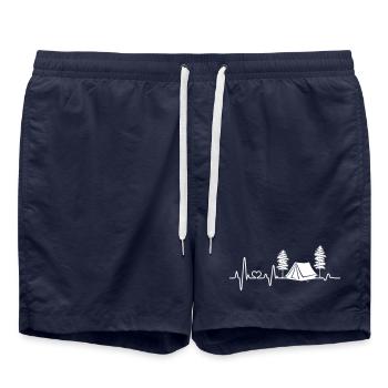 Zelt zelten Herzschlag campen Natur Camper Natur - Badeshorts - French Navy - Vorne - AI Model Male 185 light (185cm)