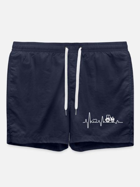 Herzschlag Traktor Trecker Landwirt Bauer Geschenk - Badeshorts - French Navy