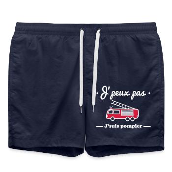 J'peux pas j'suis pompier - Short de bain - bleu marine - Devant - AI Model Male 185 light (185cm)