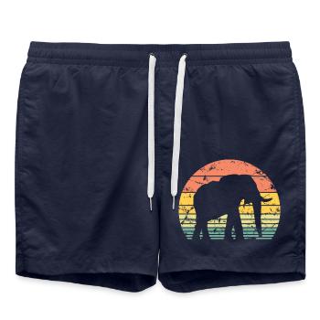 Elefant Retro Silhouette Tierwelt Elefantenliebhaber - Badeshorts - French Navy - Vorne - AI Model Male 185 light (185cm)