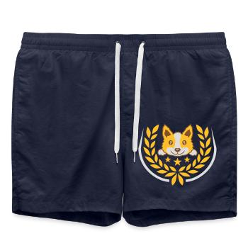 Lorbeerkranz süßer Hund Design - Badeshorts - French Navy - Vorne - AI Model Male 185 light (185cm)