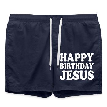 Happy birthday jesus - Short de bain - bleu marine - Devant - AI Model Male 185 light (185cm)