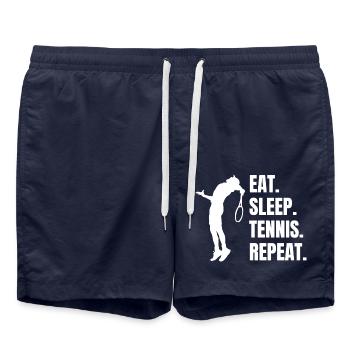 Tennisspieler Tennis Tennisverein Tennisschläger - Badeshorts - French Navy - Vorne - AI Model Male 185 light (185cm)