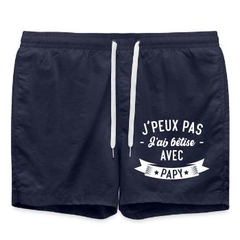 J'peux pas j'ai bêtise avec papy - Short de bain - bleu marine - Devant - AI Model Male 185 light (185cm)