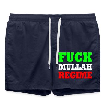 Fuck mullah regime iran - Badeshorts - French Navy - Vorne - AI Model Male 185 light (185cm)
