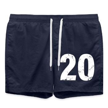 Cool Number 20 - 20 Years Old 20th Birthday Gift - Swim Trunks - french navy - Front - AI Model Male 185 light (185cm)