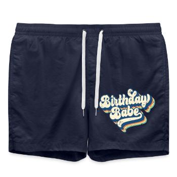 Anniversaire Babe Matching Group Cadeau de fête d’anniversaire - Short de bain - bleu marine - Devant - AI Model Male 185 light (185cm)