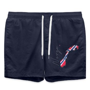 Norway flag in the Norway map NE - Swim Trunks - french navy - Front - AI Model Male 185 light (185cm)