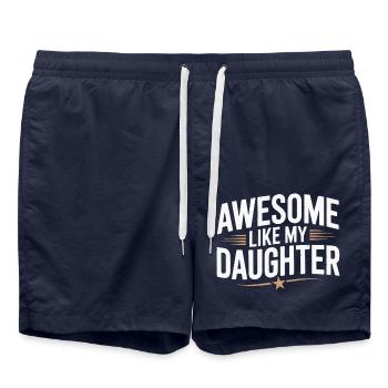 Genial wie meine Tochter Vatertag Lustige Familie - Badeshorts - French Navy - Vorne - AI Model Male 185 light (185cm)