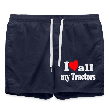 Ich liebe alle Traktoren - Badeshorts - French Navy - Vorne - AI Model Male 185 light (185cm)