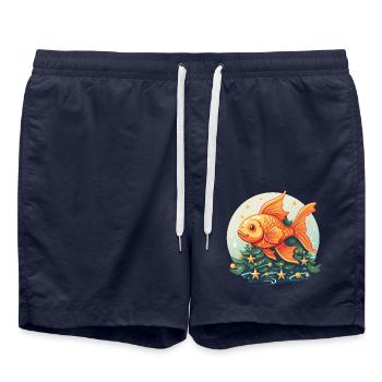 Sapin de Noël avec poisson rouge - Short de bain - bleu marine - Devant - AI Model Male 185 light (185cm)