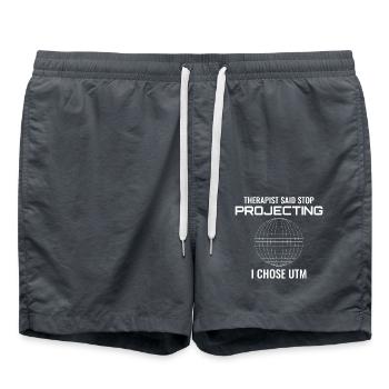 UTM Projektion GIS Geodäsie Vermessungskarte - Badeshorts - Anthrazit - Vorne - AI Model Male 185 light (185cm)