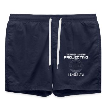 UTM Projection GIS Geodesy Surveying Map - Swim Trunks - french navy - Front - AI Model Male 185 light (185cm)
