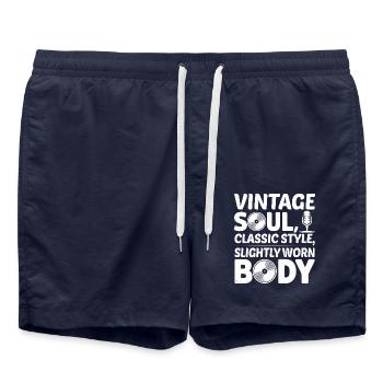 Vintage Soul Style Classique Corps Usé 50ème Anniversaire - Short de bain - bleu marine - Devant - AI Model Male 185 light (185cm)