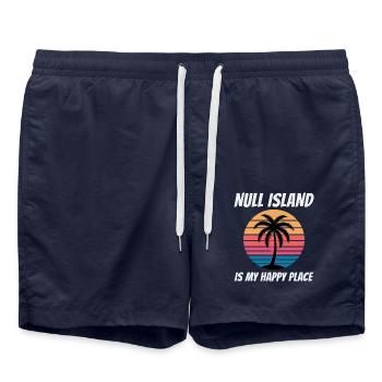 Null Island Geolokalisierung GIS Kartografie Humor - Badeshorts - French Navy - Vorne - AI Model Male 185 light (185cm)
