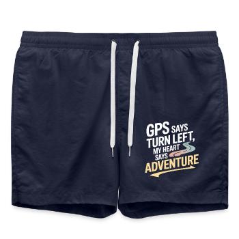 GPS Says Turn Left My Heart Says Adventure GIS - Swim Trunks - french navy - Front - AI Model Male 185 light (185cm)
