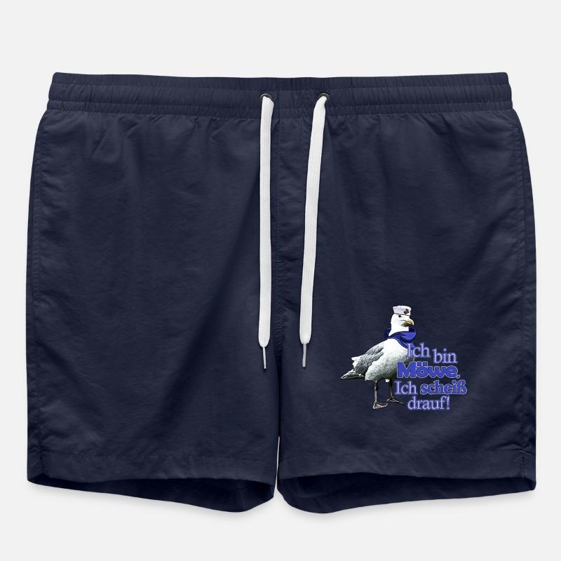 Lustige Möwe mit Spruch - Scheiß drauf! - Badeshorts - French Navy