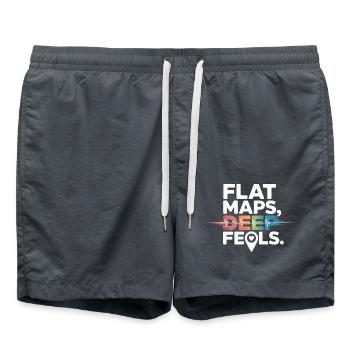 Flat Maps Deep Feels Geography Cartography - Swim Trunks - anthracite - Front - AI Model Male 185 light (185cm)