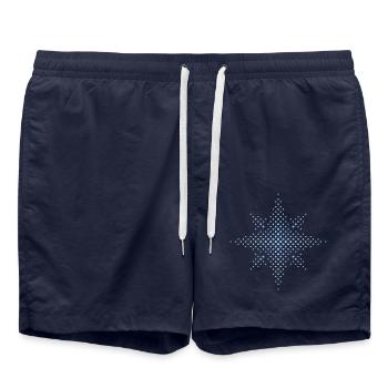 Christmas Star / Advent Star (Star / Dots / Blue) - Swim Trunks - french navy - Front - AI Model Male 185 light (185cm)