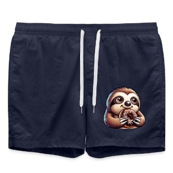 paresseux dessin animé beignet bonbon drôle - Short de bain - bleu marine - Devant - AI Model Male 185 light (185cm)