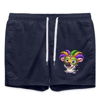 Mardi Gras Zebra Maske Karneval Verkleidung - Badeshorts - French Navy - Vorne - AI Model Male 185 light (185cm)