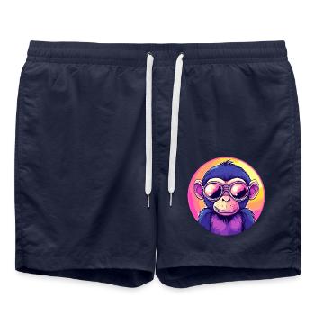Singe fluo avec lunettes de soleil - Short de bain - bleu marine - Devant - AI Model Male 185 light (185cm)