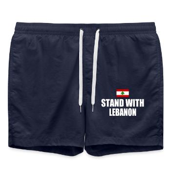 STAND WITH LEBANON - Badeshorts - French Navy - Vorne - AI Model Male 185 light (185cm)