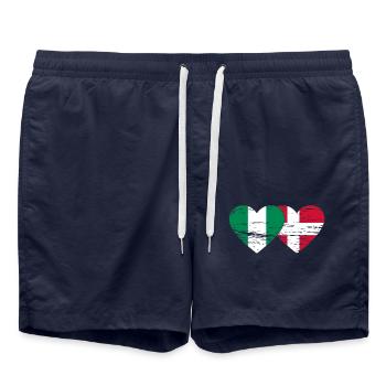 Nigeria Danemark Drapeau Coeur Utilisé - Short de bain - bleu marine - Devant - AI Model Male 185 light (185cm)