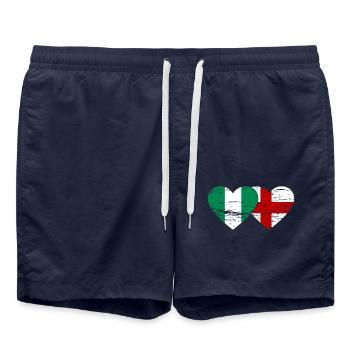 Nigeria Angleterre Drapeau Coeur Utilisé - Short de bain - bleu marine - Devant - AI Model Male 185 light (185cm)