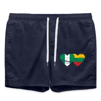 Drapeau Nigeria Lituanie coeur utilisé - Short de bain - bleu marine - Devant - AI Model Male 185 light (185cm)
