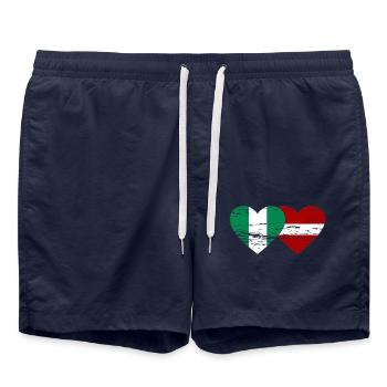 Drapeau du Nigeria Lettonie coeur utilisé - Short de bain - bleu marine - Devant - AI Model Male 185 light (185cm)