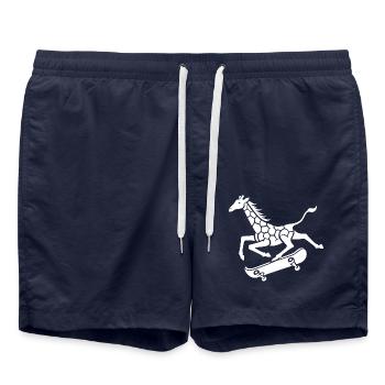 Girafe Skateboard Skater Silhouette Minimaliste - Short de bain - bleu marine - Devant - AI Model Male 185 light (185cm)