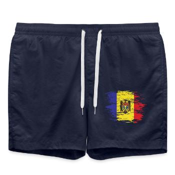 Moldau Flagge used - Badeshorts - French Navy - Vorne - AI Model Male 185 light (185cm)