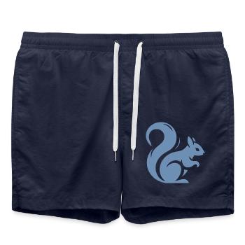 Minimalistische Eichhörnchen-Silhouette - Badeshorts - French Navy - Vorne - AI Model Male 185 light (185cm)