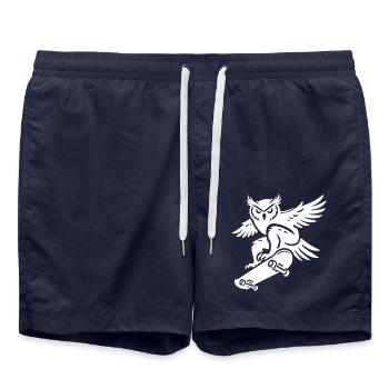 Schneeeule Skateboard Silhouette Minimalistischer - Badeshorts - French Navy - Vorne - AI Model Male 185 light (185cm)