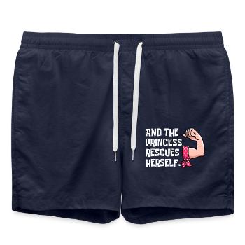 und die Prinzessin rettet sich - Badeshorts - French Navy - Vorne - AI Model Male 185 light (185cm)