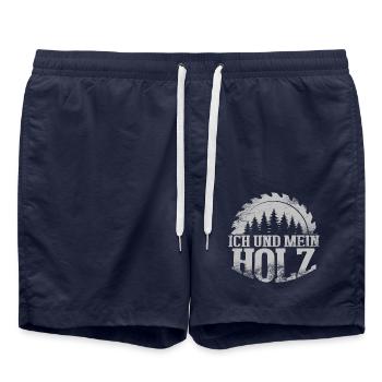 Ich und mein Holz - Badeshorts - French Navy - Vorne - AI Model Male 185 light (185cm)