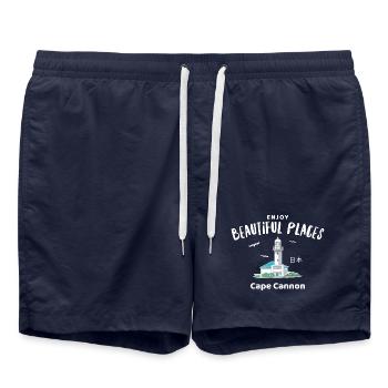 Japan, Bucht von Tokio, Leuchtturm Kannonzaki - Badeshorts - French Navy - Vorne - AI Model Male 185 light (185cm)