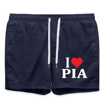 T-Shirt I love Pia T-Shirt Geschenkidee - Badeshorts - French Navy - Vorne - AI Model Male 185 light (185cm)