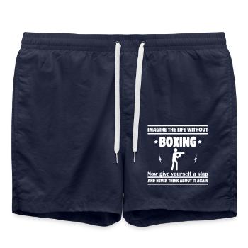 Imaginer une vie sans boxe : impossible - Short de bain - bleu marine - Devant - AI Model Male 185 light (185cm)