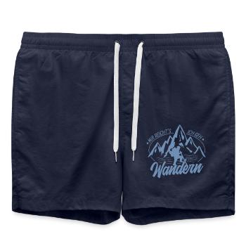 Wandern mir reicht's ich geh wandern Berg 2 - Badeshorts - French Navy - Vorne - AI Model Male 185 light (185cm)