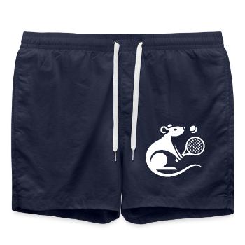 Maus Ratte Tennis Spieler Minimalistische - Badeshorts - French Navy - Vorne - AI Model Male 185 light (185cm)