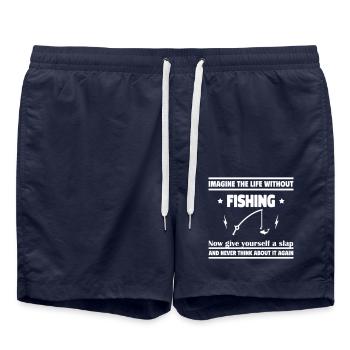 Imagine a life without fishing - Swim Trunks - french navy - Front - AI Model Male 185 light (185cm)