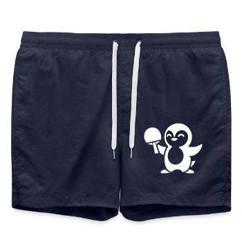 Silhouette de ping-pong pingouin minimaliste - Short de bain - bleu marine - Devant - AI Model Male 185 light (185cm)